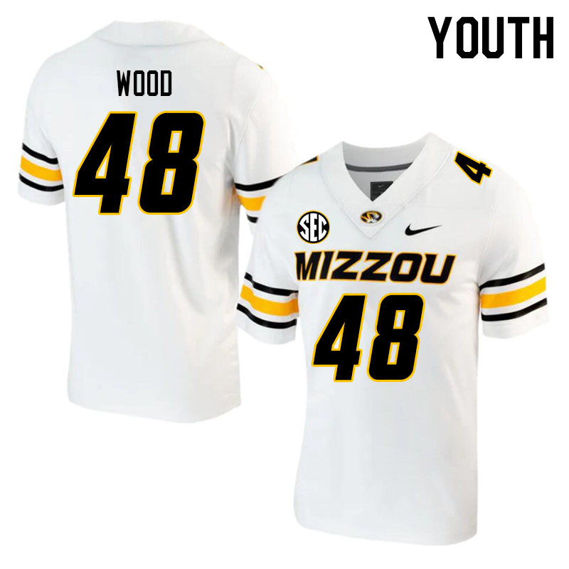 Youth #48 Ethan Wood Missouri Tigers College 2023 Football Stitched Jerseys Sale-White - Click Image to Close